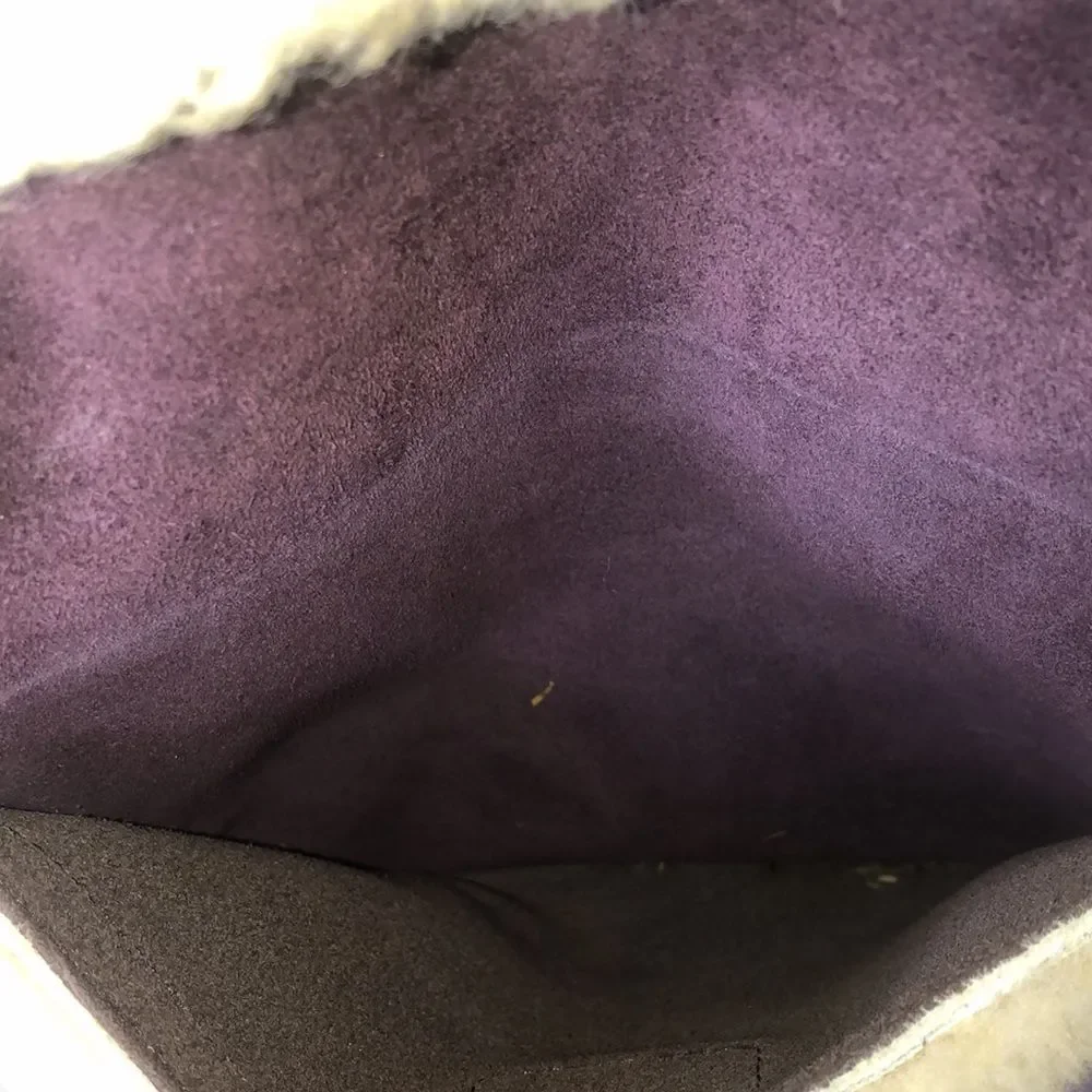 UGG Large Plum & Ivory Leather Shearling Sheepskin Tote Bag MINT CONDITION